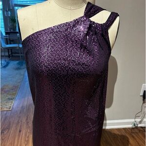 St John’s Evening sequin dress, size 4, purple, off shoulder